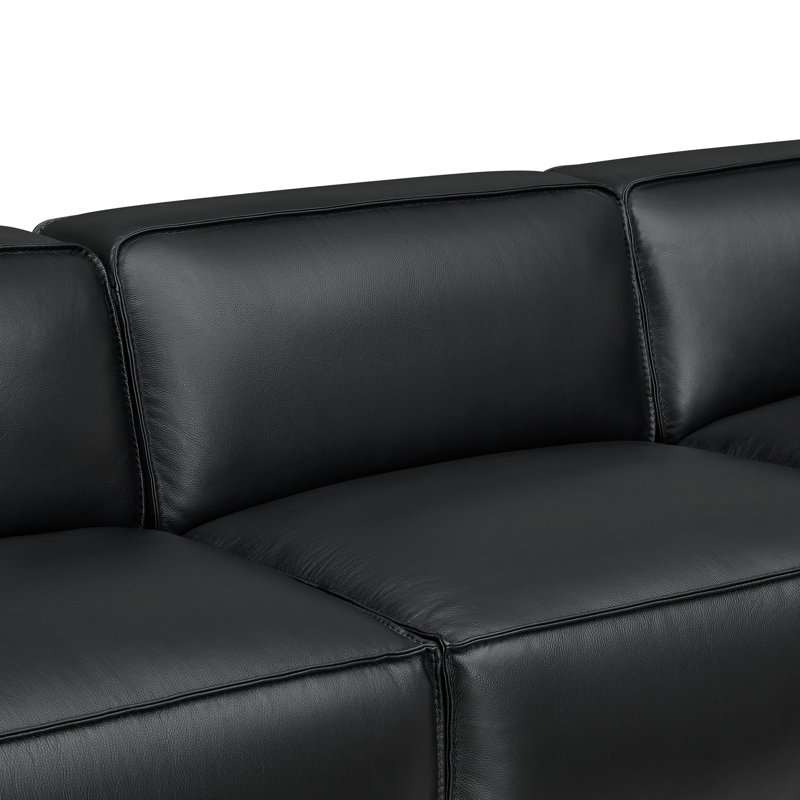 Jaye Coto - 6 Piece Genuine Leather Sectional, Black