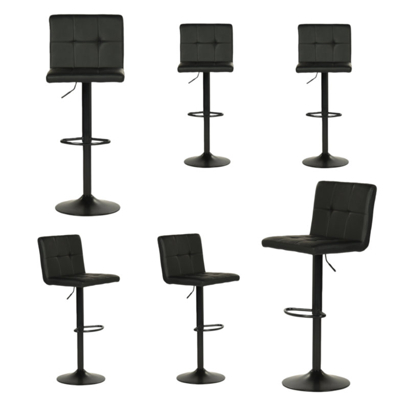 Swivel Upholstered and Faux Leather Adjustable Height Bar Stool