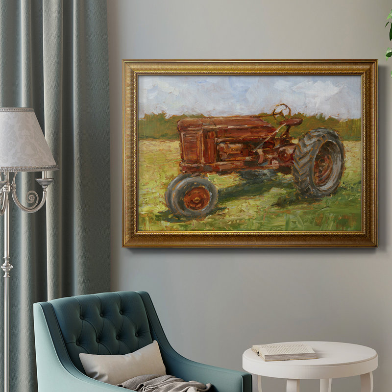 Rustic Tractors II - peinture sur toile encadrée, H 18 po x l 27 po