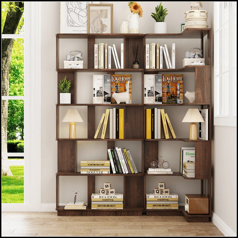 Ensemble de 2 bibliothèques combinées gratuites, d'angle peu encombrant et en forme de I, longueurs de 55 cm et 80 cm, 4 options de couleur