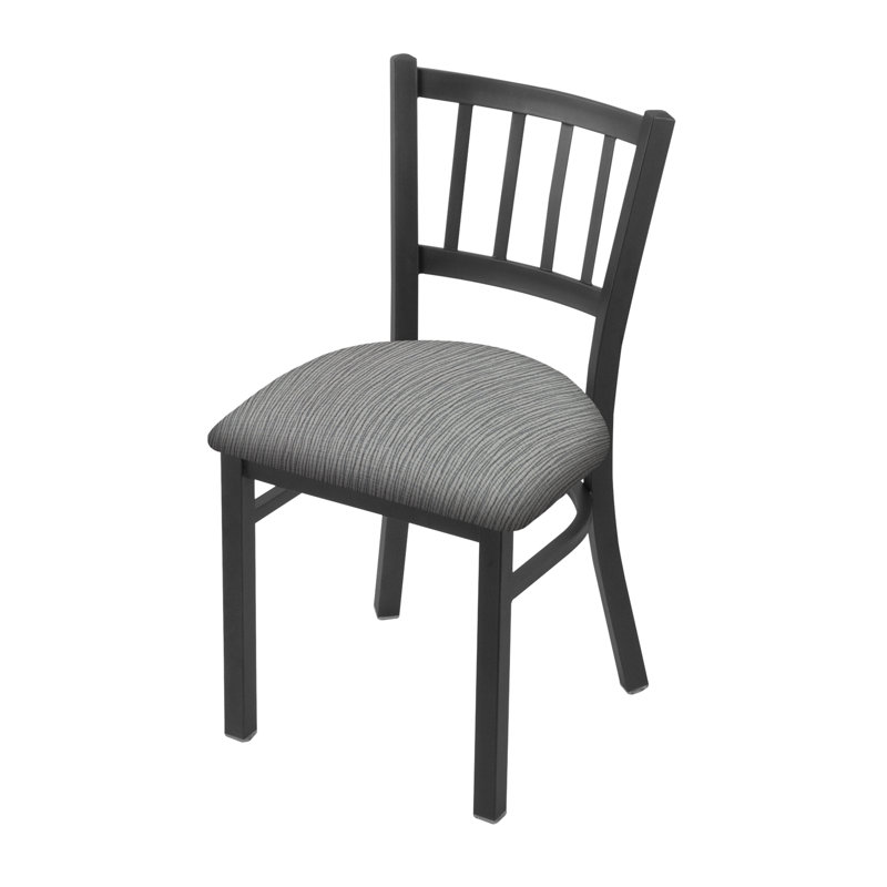 Contessa 18'' H Faux Leather Upholstered Metal Side Chair, Pewter, Fabric Graph Alpine