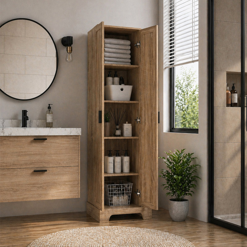 Harriett 71.2'' Freestanding Bathroom Cabinet, Brown