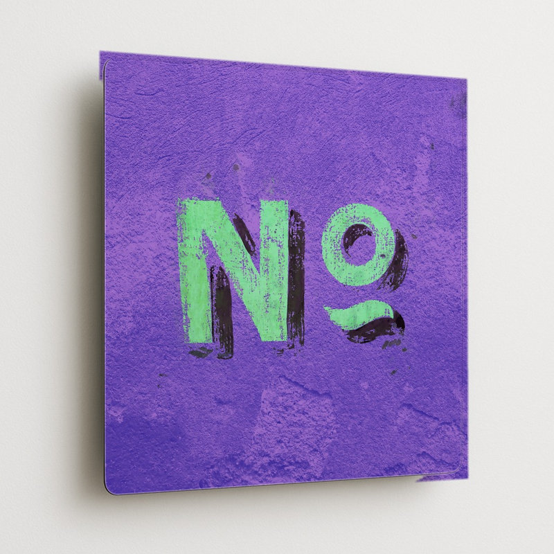 Non (Symbole numérique) — Décoration murale carrée en métal, H 16 po x l 16 po