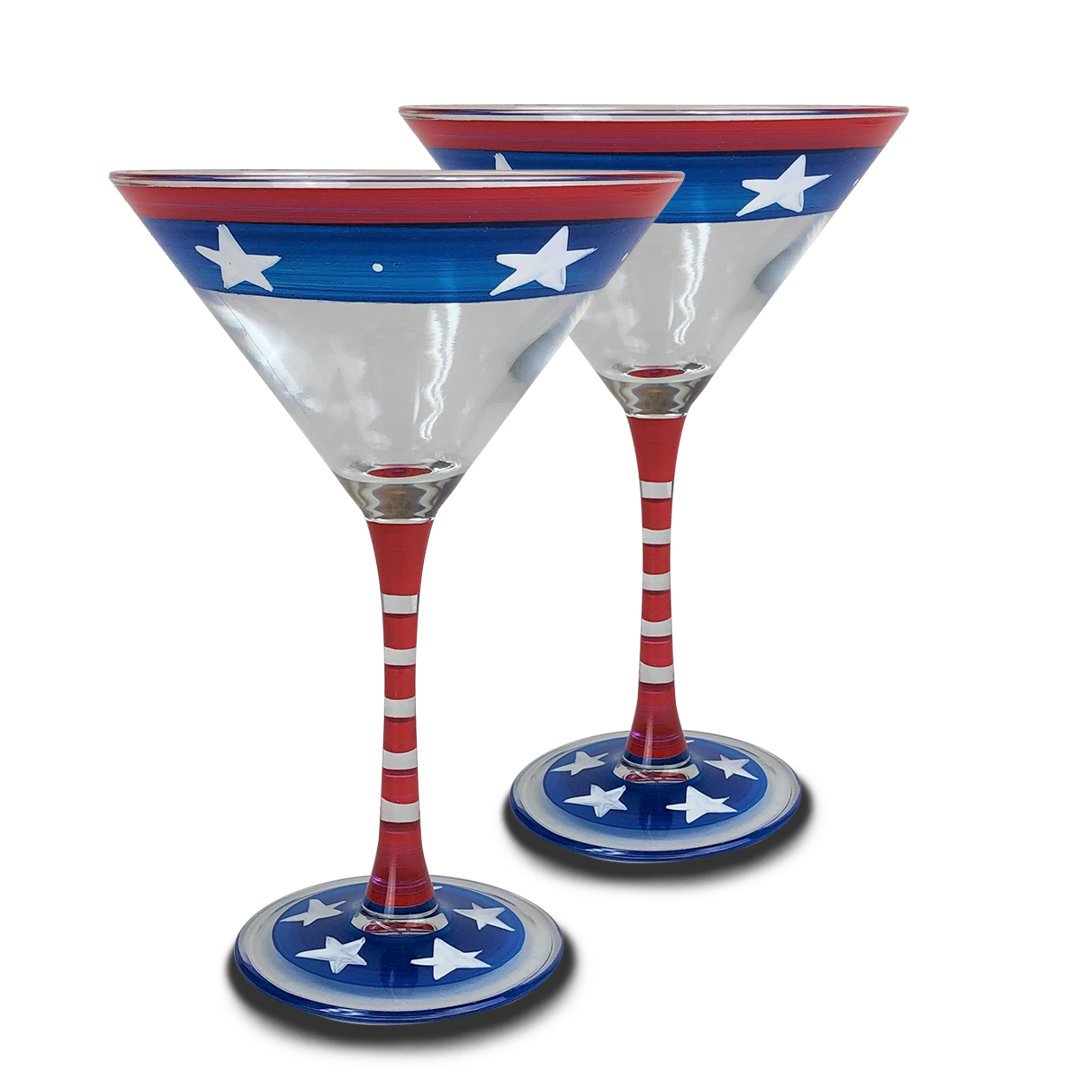 Patriotic Stars and Stripes 9 oz Martini Glass (Set of 2) The Holiday Aisle®