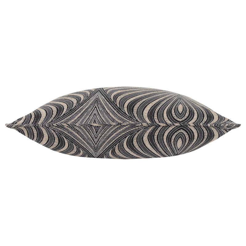New Gatsby Geometric Jacquard Feather Filled Cushion, Black