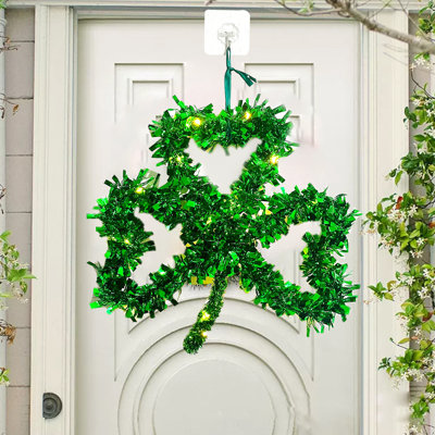 Fête de la Saint-Patrick, guirlande verte, décoration de porte irlandaise et décoration murale pour la maison