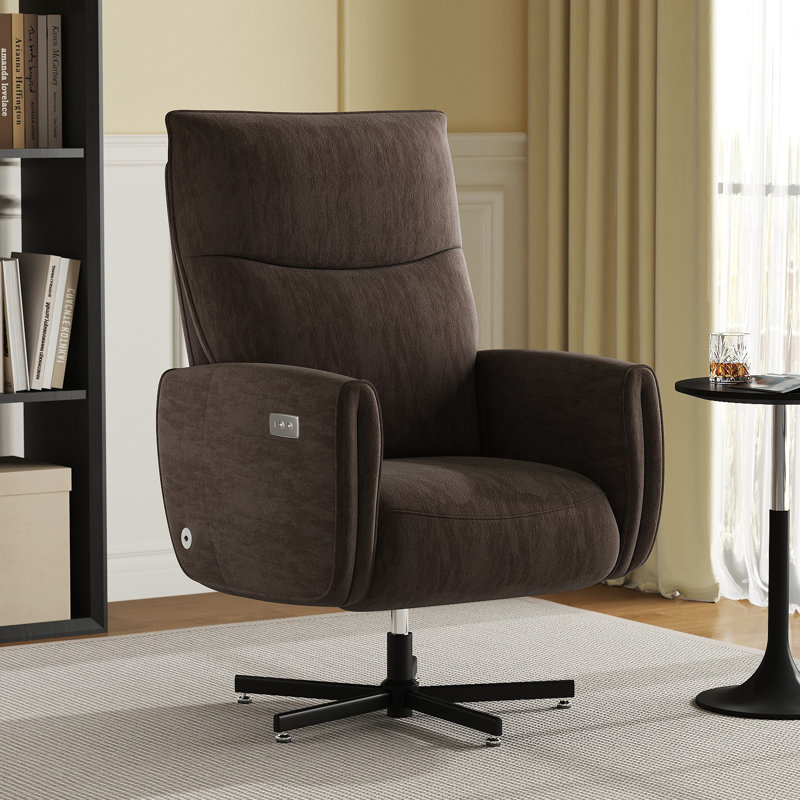 Power Swivel Recliner Chair, Electric Reclining With USB & Type-C Charging, 360° Swivel Velvet Upholstered Accent Chair, For Home Office & Living Room, Easy Assembly
