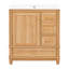 Meuble-lavabo de 30 po avec lavabo en céramique, armoire de salle de bain autoportante avec grain de bois naturel, pieds en bois d'hévéa massif, portes et tiroirs à fermeture en douceur, grand espace de rangement, bois naturel