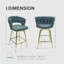 Ensemble de tabourets de bar 26 po en suède de 26 po, tabourets de bar dorés sans tabourets réglables, 360 tabourets de bar pivotants avec tabouret de bar et repose-pieds