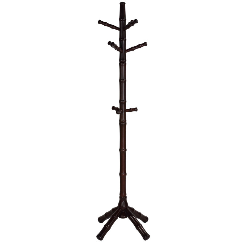 Schlusser Solid Wood Freestanding Coat Rack, Mahogany