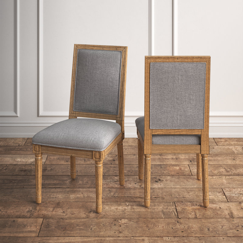 Hildemar 20.5" H Linen Upholstered Side Chair, Gray Linen, Natural