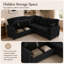 Canapé d'angle en L avec lit gigogne et rangement, canapé-lit réversible en chenille, 214 x 214 cm, canapé modulable pour salon, appartement et petits espaces-489301537
