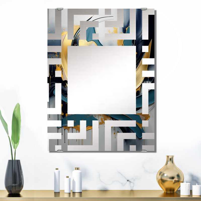 Thanh - Grand miroir mural fractal abstrait MIR137716, 32 po x 24 po
