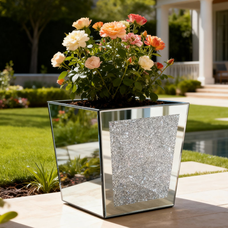 Shute Glass Planter Box Flower Vase Crystal Room Garden Decor, 1