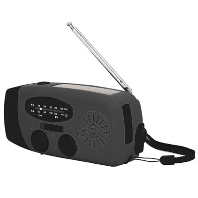 Radio solaire à manivelle avec lampe de poche DEL, portable FM/AM/WB/USB, pour les situations d'urgence et la prévention des catastrophes, noire, japonaise