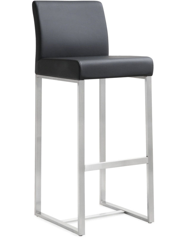 Jomel Upholstered Counter Stool with Metal Frame, Black