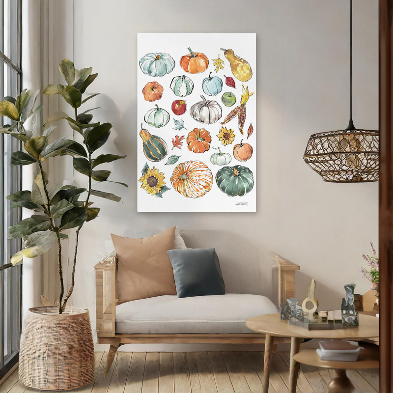 Citrouilles champêtres - pommes, art bleu d'automne, H 48 po x l 32 po