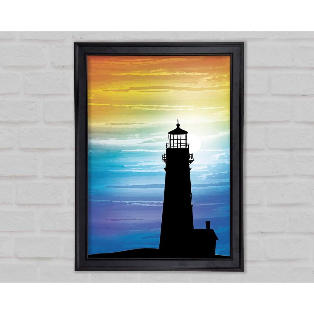 Gerahmtes Leinwandbild Lighthouse Rainbow Skies