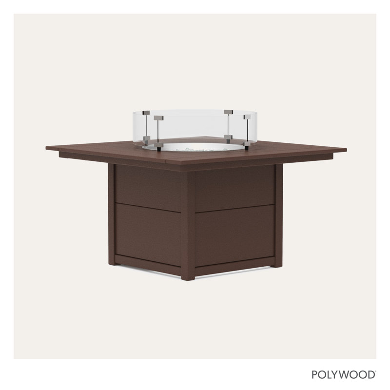 POLYWOOD Square 42" Fire Pit Table, Mahogany