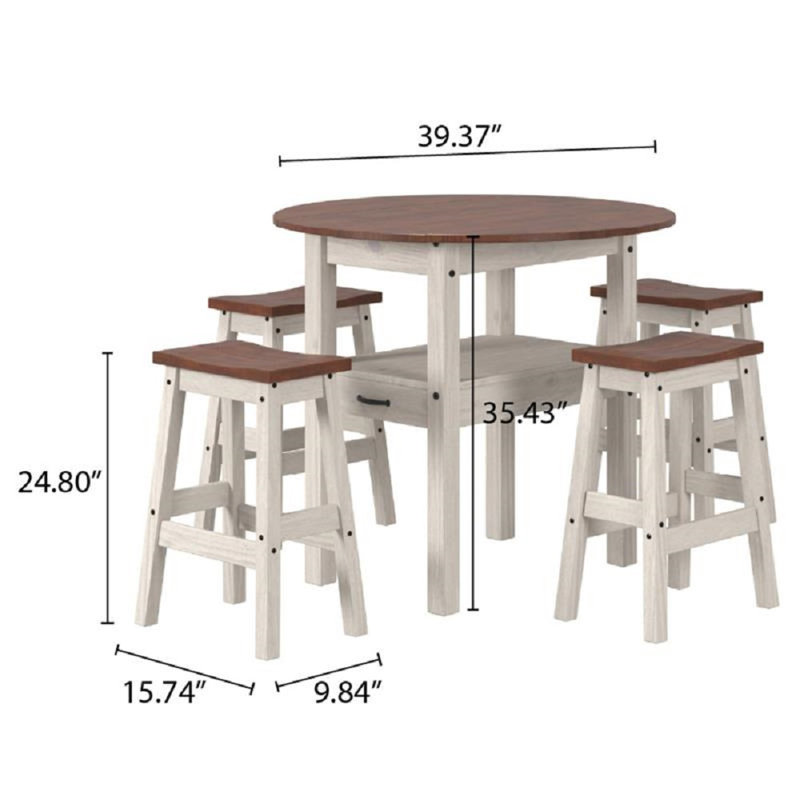 Cenac 4 - Person Pine Solid Wood Solid Wood Top Four Leg Dining Set