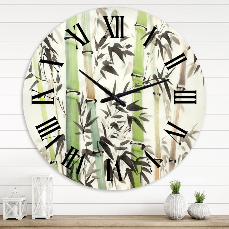 Horloge murale Bamboo Branches In The Forest II - Lake House, Surdimensionné
