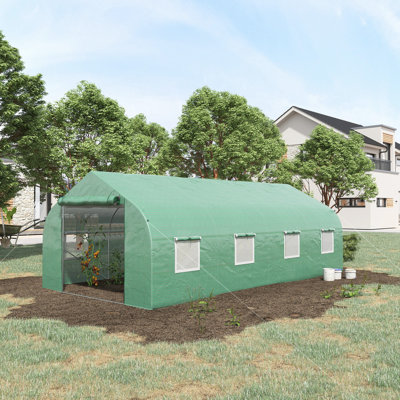 Maison de jardinage 20 'x 10' 7 ', structure en acier, porte à fermeture à glissière, 8 fenêtres en maille pour un meilleur entretien des plantes, fenêtres galvanisées, croissance optimale de la porte