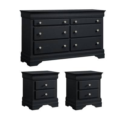 Barvelle Modern Solid Wood 3 Pieces Fully Assemble Bedroom Set