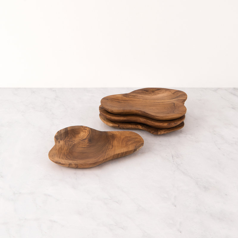 Shute Scallop-Edged Teak Plate Set- Small