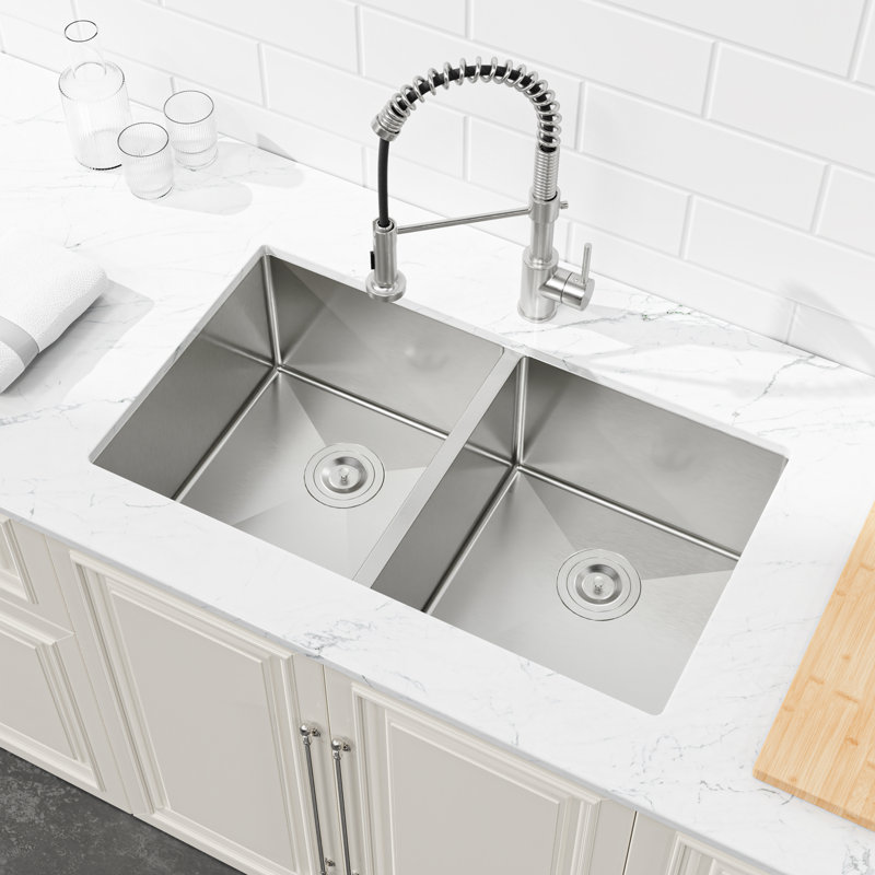 Handcrafted Undermount Double Bowl Kitchen Sink