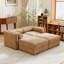 Élégant canapé en chenille 2 places avec 2 sièges de rangement pour repose-pieds, dossier cylindrique et accoudoirs, causeuse moderne en tissu avec espace de rangement caché