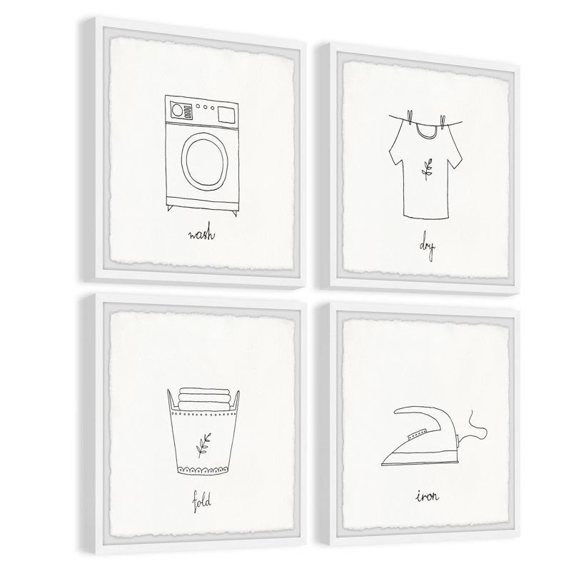 Dry and Iron - ensemble de 4 reproductions de cadres photo, H 18 po x l 18 po