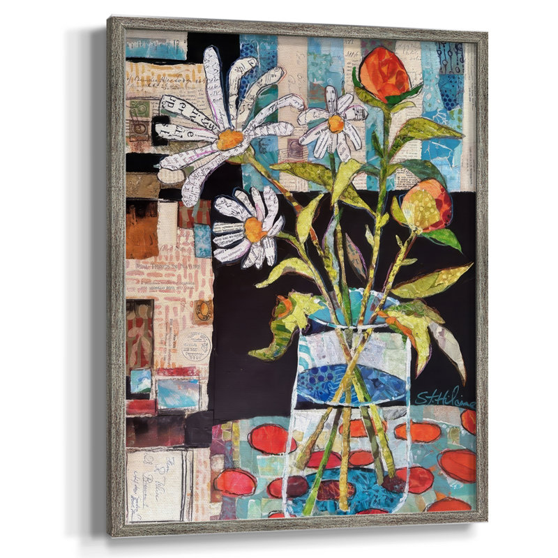 Papier mâché arrangement I, reproduction encadrée - bois massif, H 11 po x l 9 po