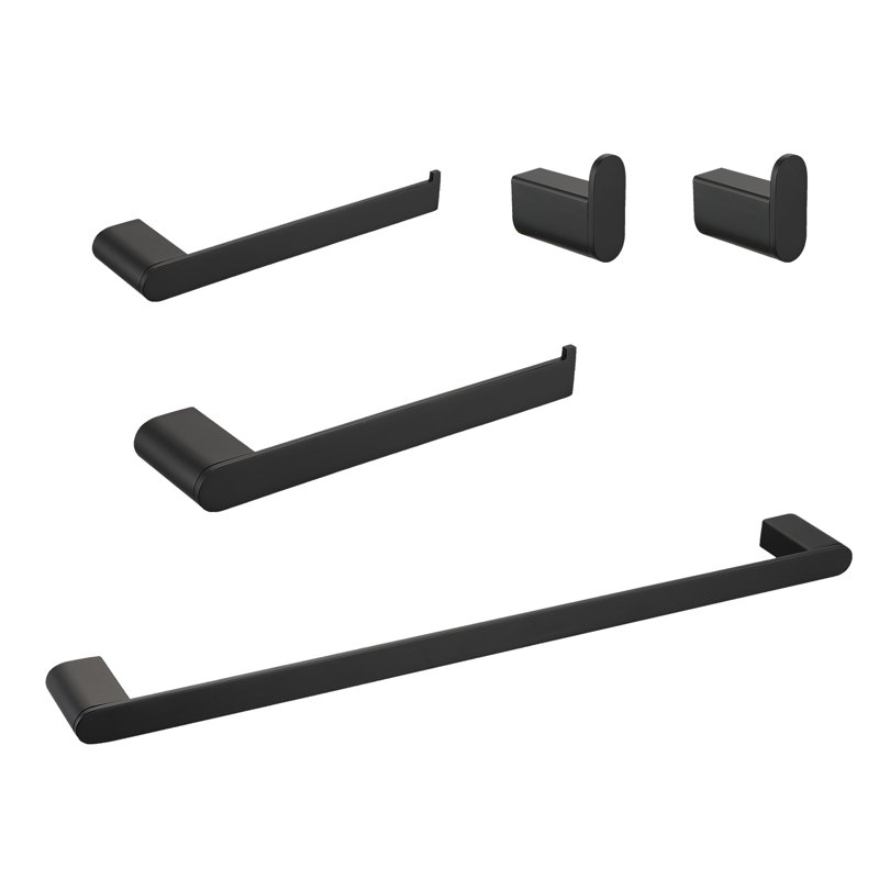 Ensemble de quincaillerie de salle de bain 5 pièces, Noir mat