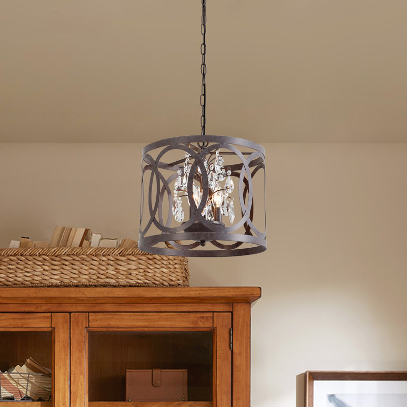 Lustre tambour 3 lumières Artie, Rouillé, H 12,99 po x l 14,57 po x P 14,57 po