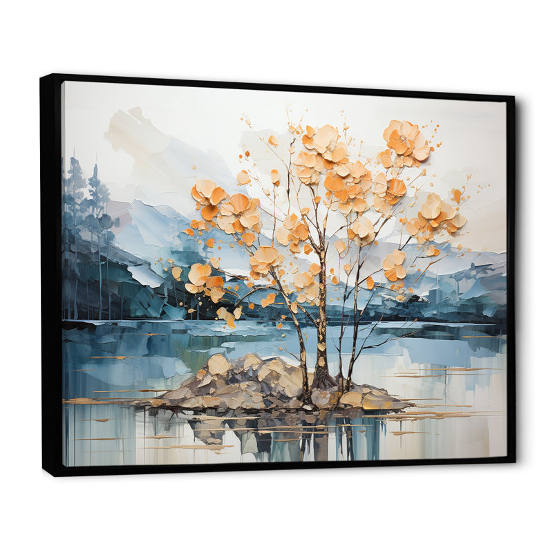 Érable doré sur toile Gilded Beauty, Cadre flottant noir, H 12 po x l 20 po x P 1 po