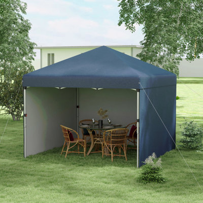 10X10FT Pop Up Gazebo, Sidewall For Outdoor Use With Weight Bag & Carry Bag (Navy Blue)