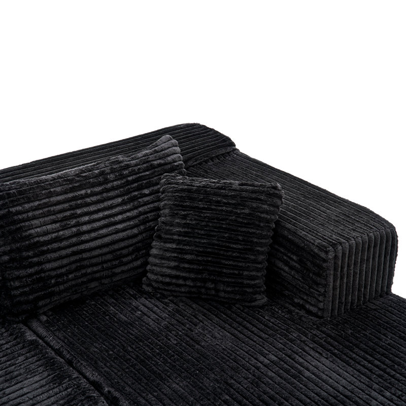 Boneless 105.9" L-Shaped Sectional Sofa With Chaise, Black