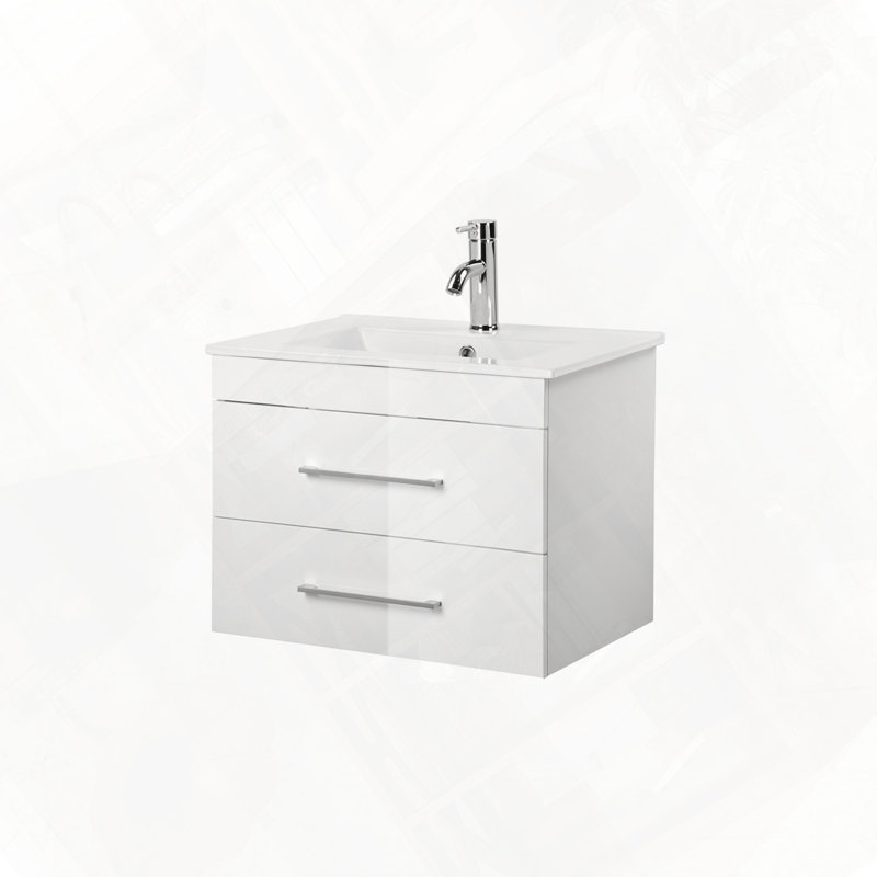 Meuble-lavabo mural avec lavabo double en céramique, 24"