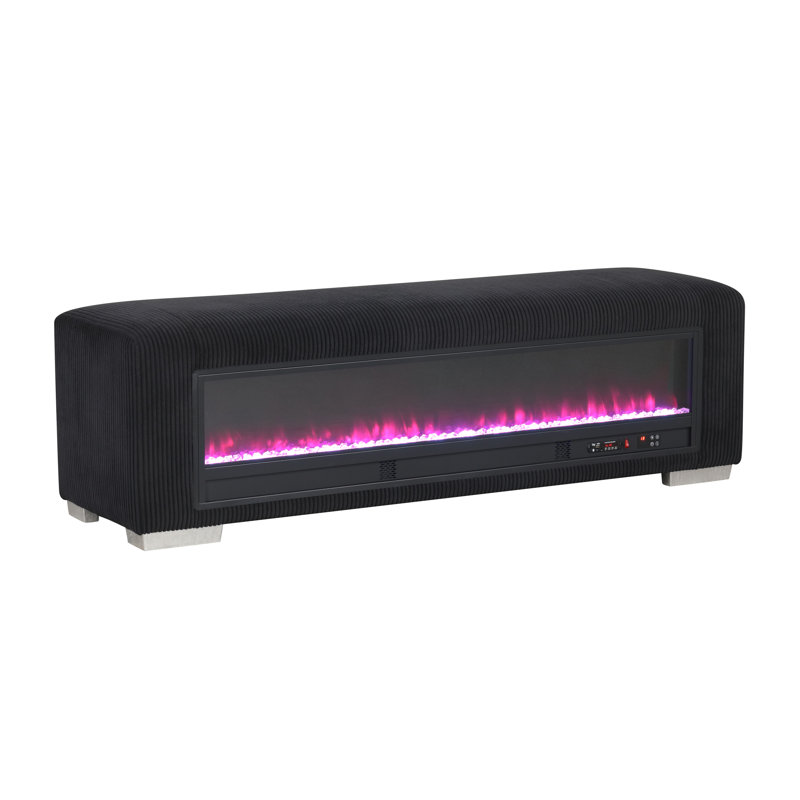Banc avec foyer électrique Lystra, Noir