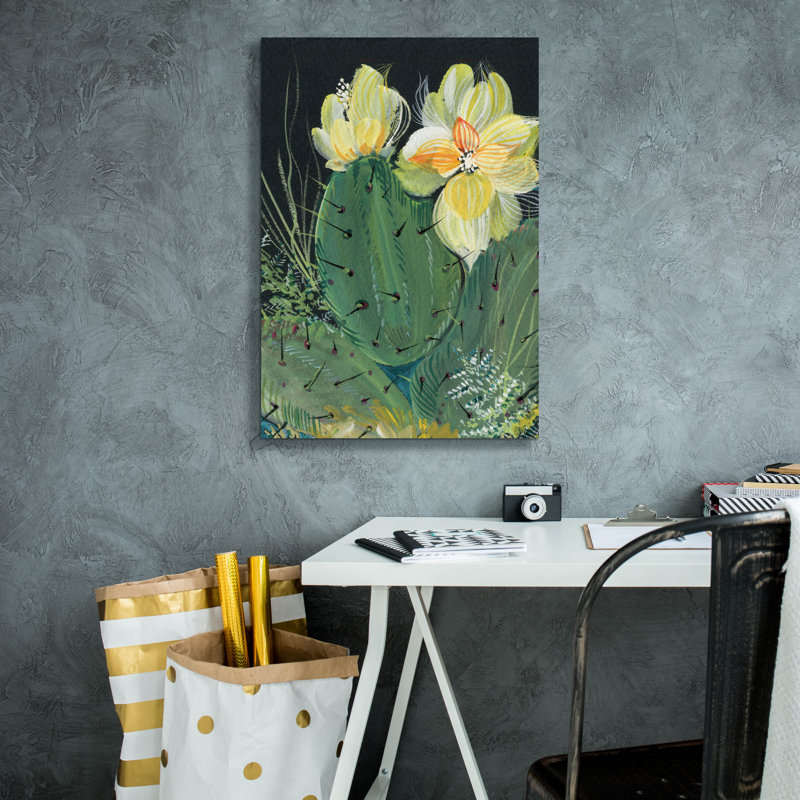 «Dakota Fields», art mural sur toile «Cactus 2» par Kristy, H 26 po x l 18 po x P 0,75 po
