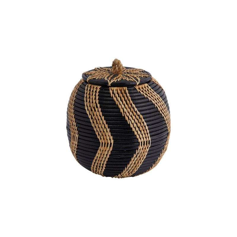 Panier de rangement décoratif en rotin tressé à la main avec couvercle