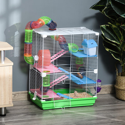 18 - Inch Metal Cage For Small Hamsters And , 5 Tier Design With Tubes, Tunnels, Portable Handle, Water Bottle, Food Dish, Exercise Wheel, Comfortable Breathable, Assembly Required 18-Inch 5 Hamster