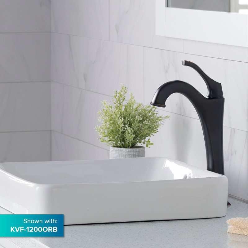 Elavo White Ceramic Square Semi-Recessed Vessel Sink, 16.25 inch