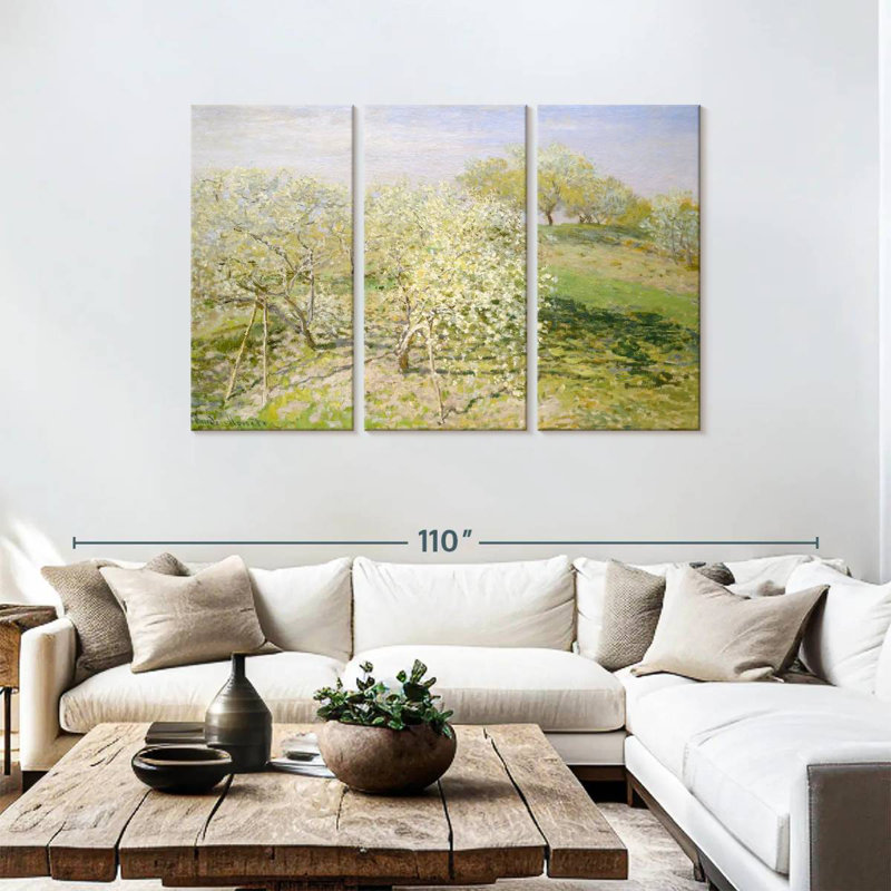 Arbres fruitiers printaniers en fleurs 1873, H 48 po x l 74 po