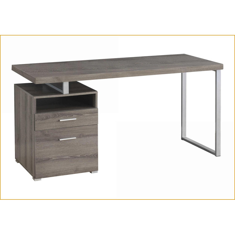 Bureaux, bureau d'ordinateur moderne de 60 po avec tiroirs de rangement, configuration gauche / droite, stratifié brun | Taupe | Panneau de particules