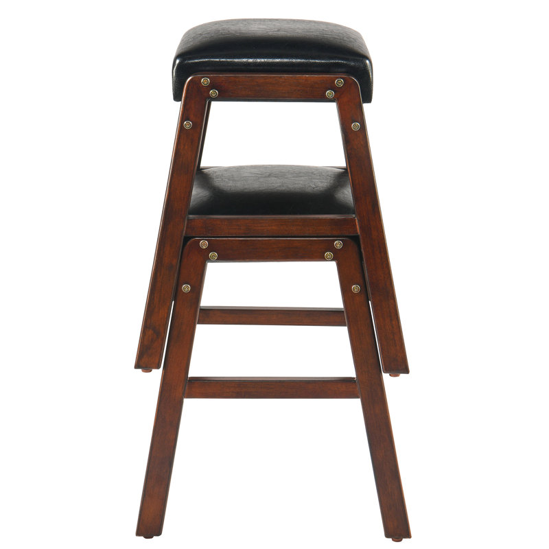 Raahi Solid Wood Accent Stool, Coal Black