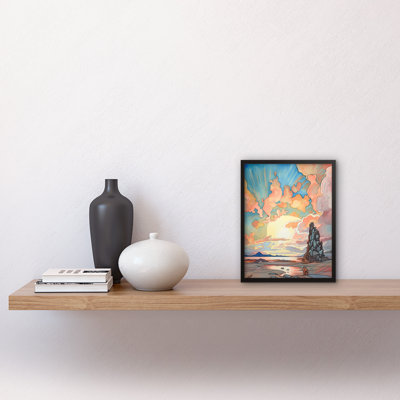 Atmospheric Clouds Over Mono Lake At Dawn Lakeside Rock Landscape - Single Picture Frame Print