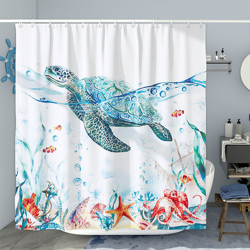 Ensemble de rideau de douche en polyester 13 pièces + crochets