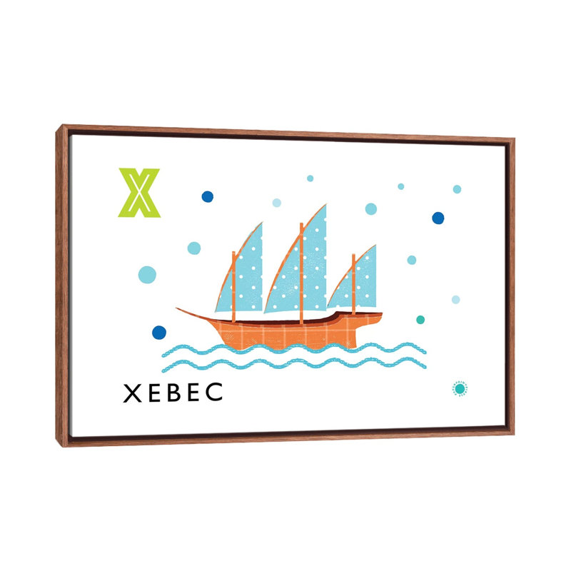 «X is for Xebec» - impression, H 18 po x l 26 po x P 1,5 po, Toile avec cadre brun, Pas de tapis