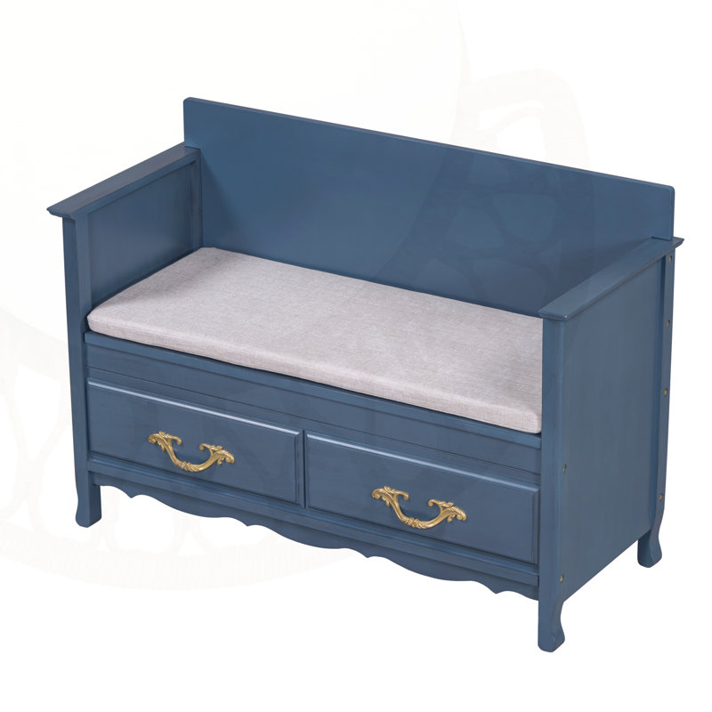 Banc de rangement de style rétro avec dessus à ressort et amplement divisé, parfait pour les vestibules et les espaces de vie